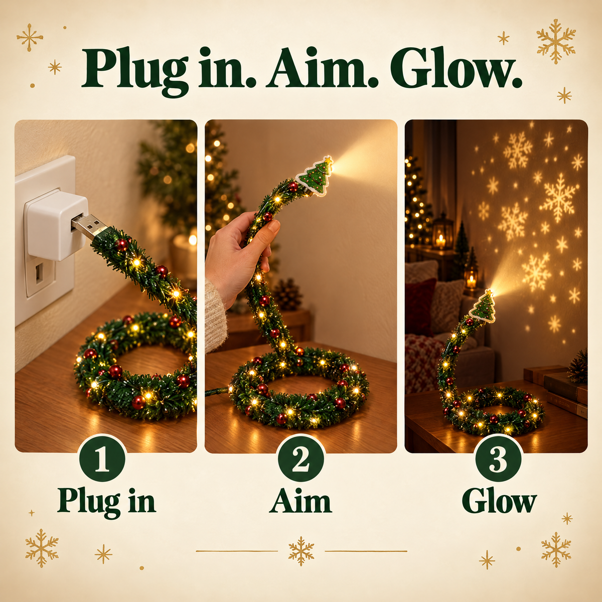 Plug in. Aim. *Glow.*
